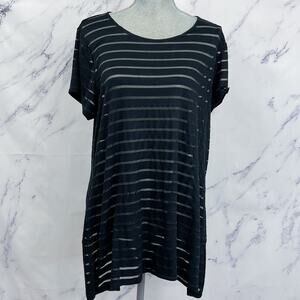 I.N.C. | Black Sheer Striped Shirt | L